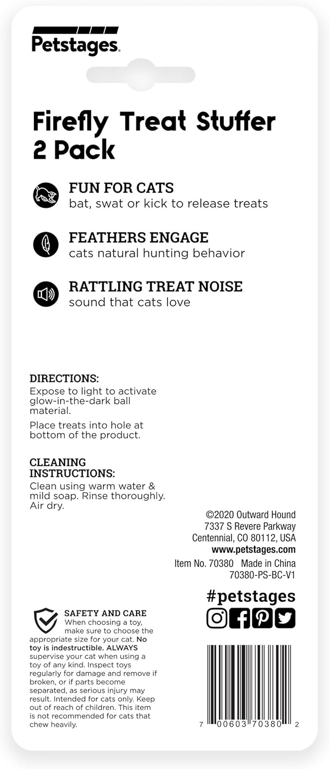 Catstages Firefly Treat Stuffer Glow-in-The-Dark Cat Toy - 2 Pack