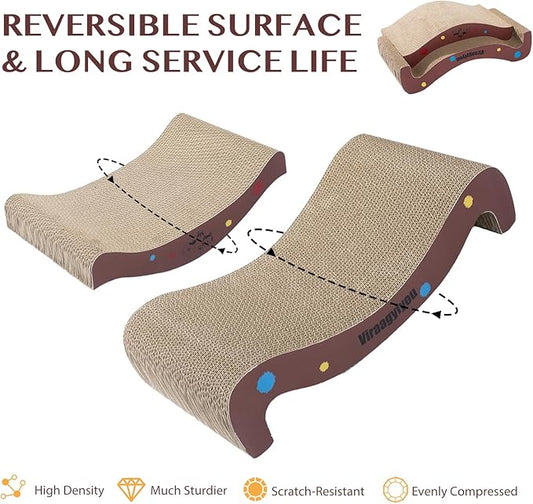 Cat Scratcher Infinity Scratchers for Indoor Cats Kitten Scratching Post, Couch Corner Scratch Pad for Cats as Beds Board & Furniture Reversible Lounge