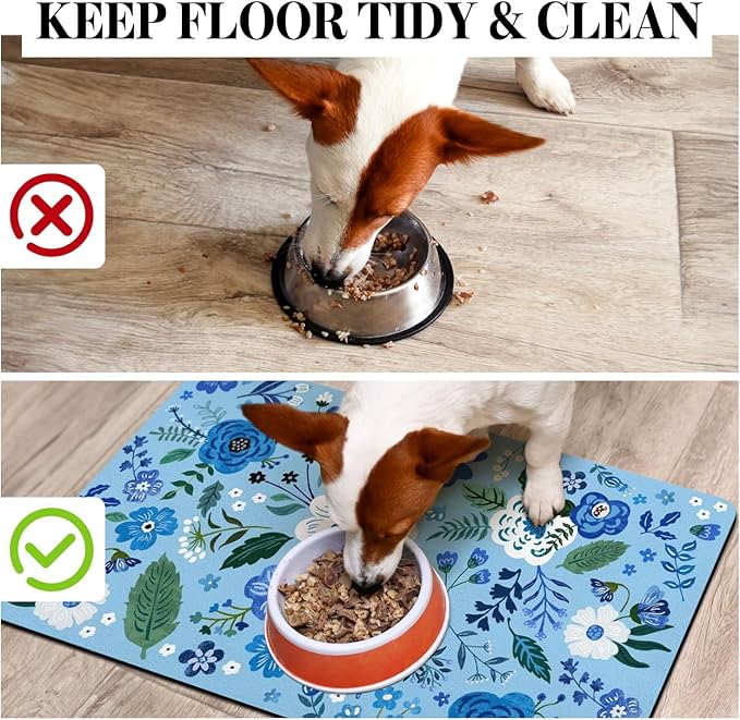 Dog Food Mats for Floors, Absorbent Dog Bowl Mat for Food and Water Dispenser Mat, Quick Dry Cat Food Mat Pet Supplies