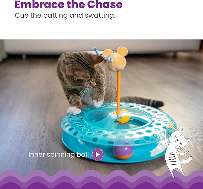 Catstages Cheese Chase Interactive Cat Track Toy with Balls and Catnip Toy, Multicolored