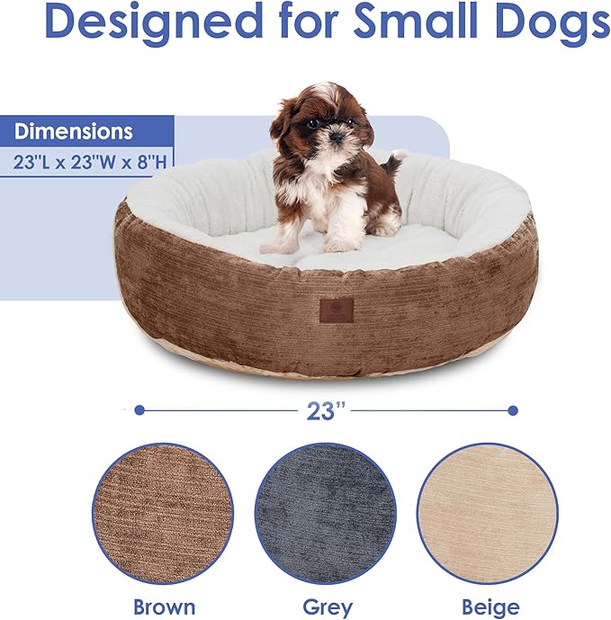AMERICAN KENNEL CLUB 23" Mason Fabric Round Pet Bed - Stylish Washable Dog Bed with Non-Slip Bottom, Plush Sleeping Surface - for Cats, Small Breeds