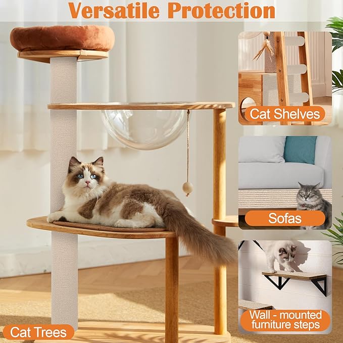 Cat Scratching Protectors for Furniture - 40" x 15.8" Trimmable Self-Adhesive Cats Claws Scratch Pads, DIY Climbing Couch Protector for Scratch Post Cat Tree Replacement Indoor (Khaki)
