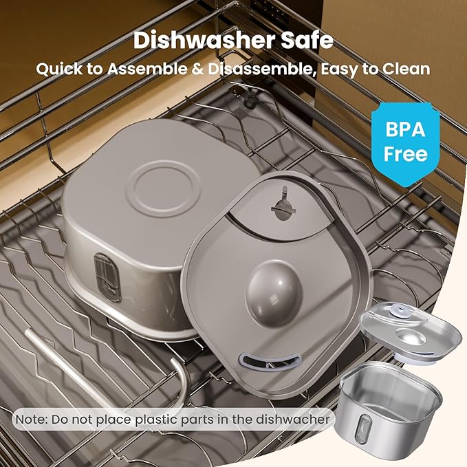 Cat Water Fountain Stainless Steel, 108oz/3.2L Quiet Automatic Water Dispenser for Dogs, Safe Auto Shut-Off, Large Square Pet Water Fountain for Cats Indoor with 1 Replacement Filter