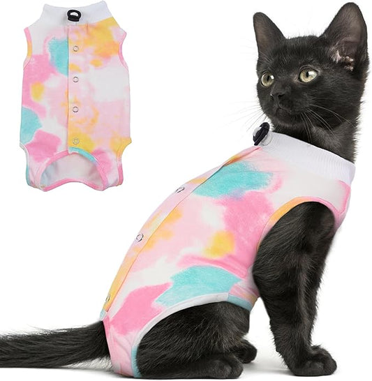 PUMYPOREITY Cat Recovery Suit, Cat Surgery Recovery Suit Female, Cat Spay Recovery Suit, Alternative to Cone of Shame, Cat Surgical Recovery Suit for Skin Diseases and Abdominal Wound, Pink, S