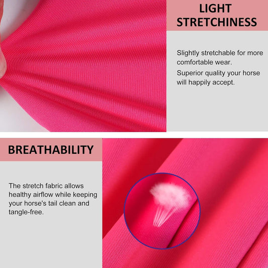 Harrison Howard Stretchy Horse Tail Guard - Breathable & Protects - Slip On Design - 2 Strand Closure - 22" L Light Pink