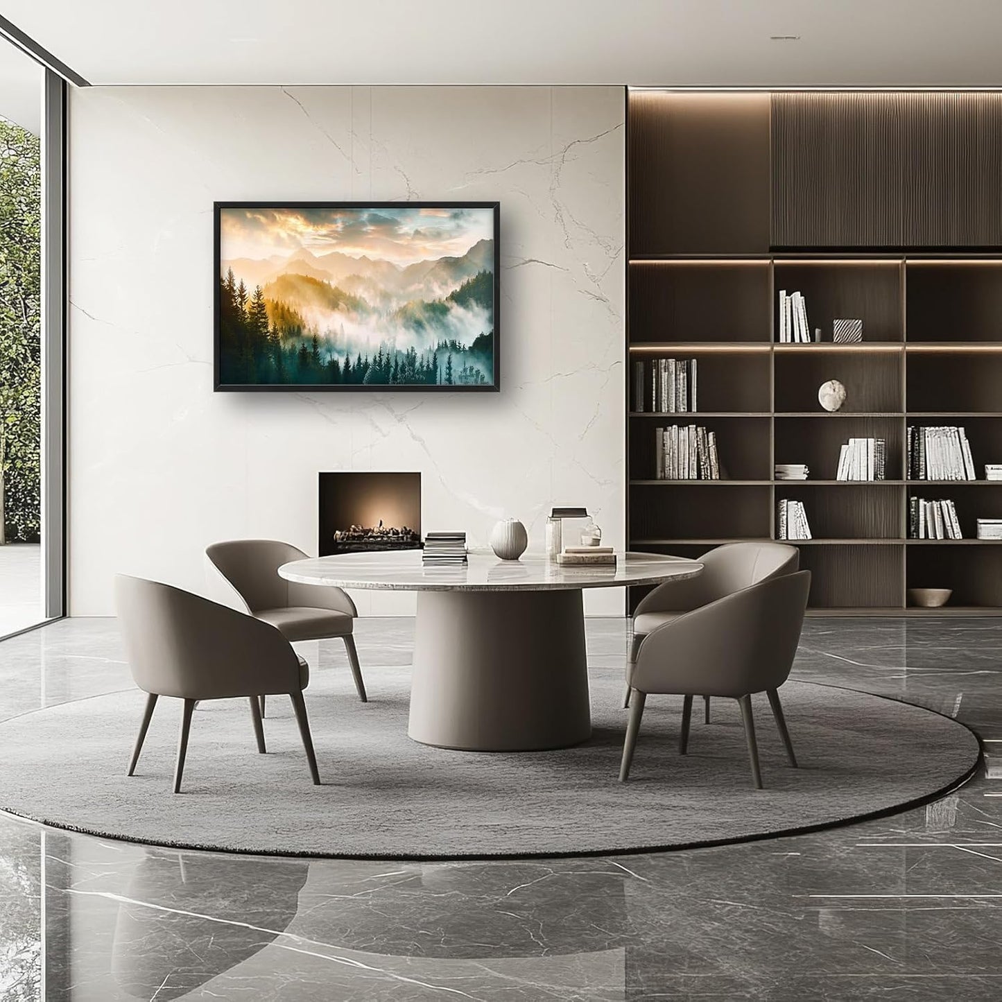 Mountain Large Wall Art Foggy Forest Landscape Pictures Sunrise Wall Decor Nature Scenery Canvas Print Painting Artwork for Bathroom Living Room Bedroom 36L" x 24W"