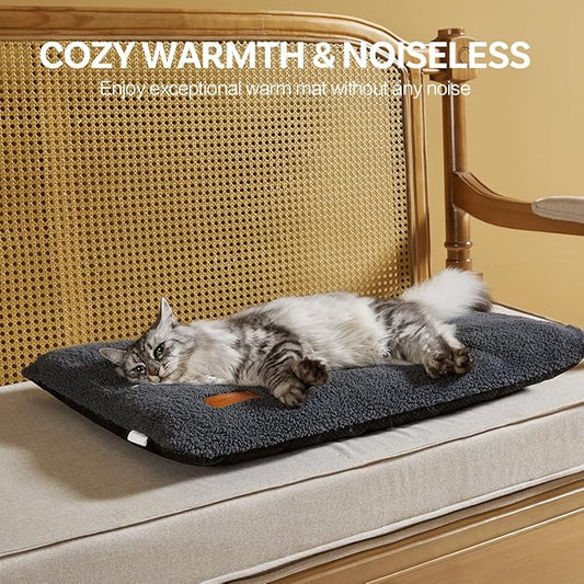 Self Warming Cat Bed Self Heating Pad 24 x 18 inch Thermal Pet mat for Indoor Outdoor Pets Double Filled Cat Mat with Washable Removable Cover Non-Slip Bottom (Dark Gray)
