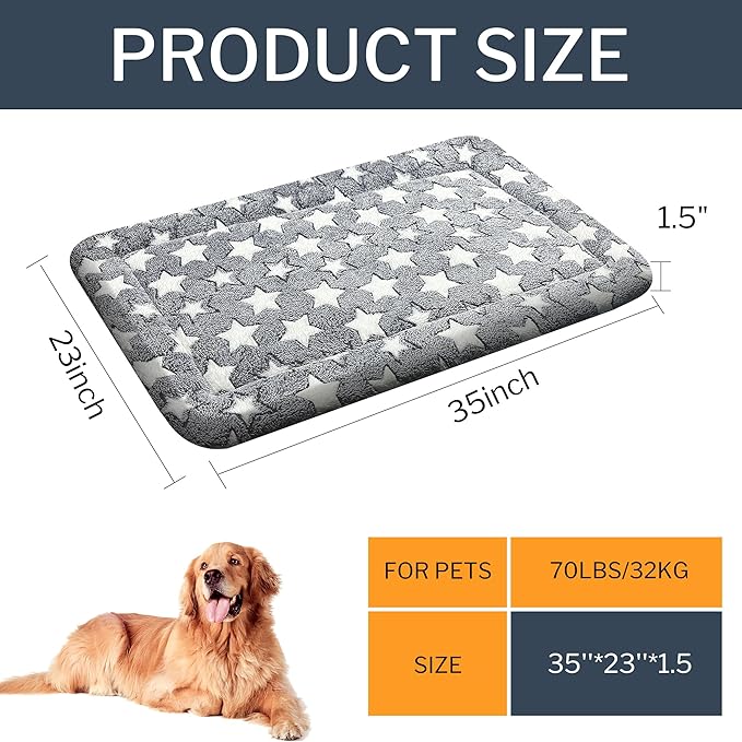 Dog Bed Mat - Comfortable Dog Kennel Pad, Multi-Purpose Dog Crate Bed & Dog Bed Mats for Dogs & Cats – Soft Dog Crate Mat & Dog Bed Crate Mat for Dog & Cat (Gray, L(35 * 23 * 1.5))