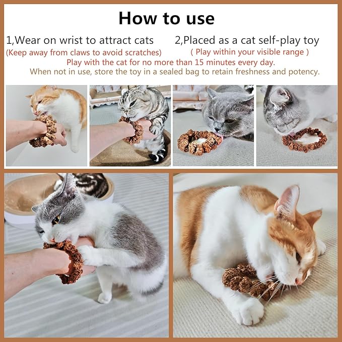 Natural Silvervine Gall Fruit Cat-Attracting Bracelet,Interactive Cat Toy for Indoor Cats,Cat Chew Toy with Gallfruit | Catnip & Silvervine Alternative, Stress Relief & Gift