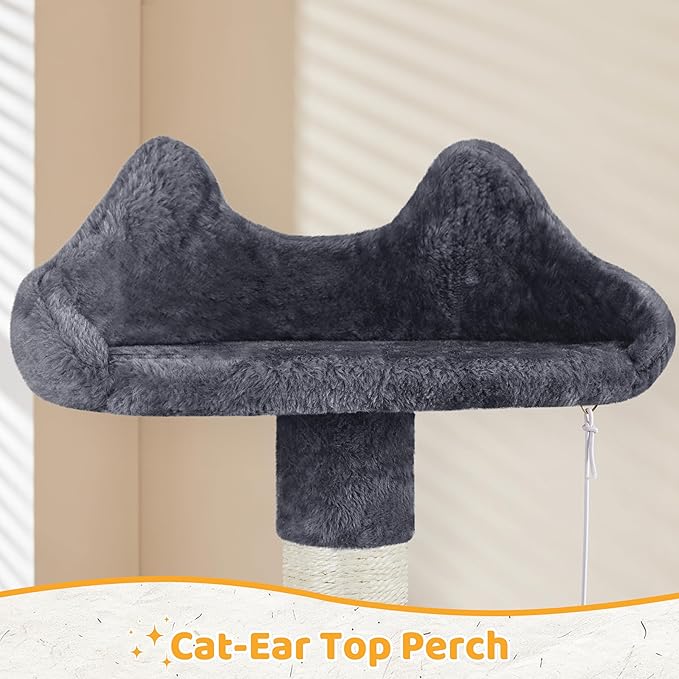 Yaheetech 54in Cat Tree, Multi-Level Cat Tower with Scratching Posts, Spacious Condo and Hammock, Ideal Activity Center for Indoor Kittens, Dark Gray