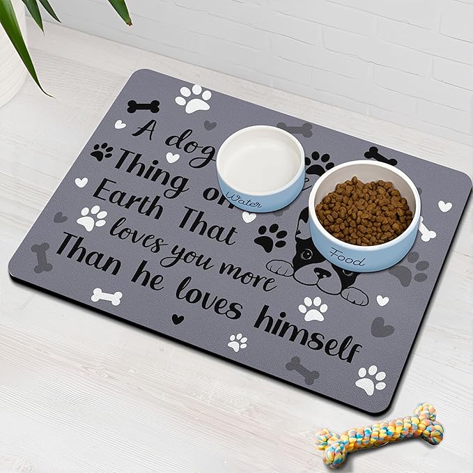 Pet Feeding Mat for Floors Waterproof Dog Mat for Food and Water Absorbent Quick Dry Non Slip mat for Cat Bowls