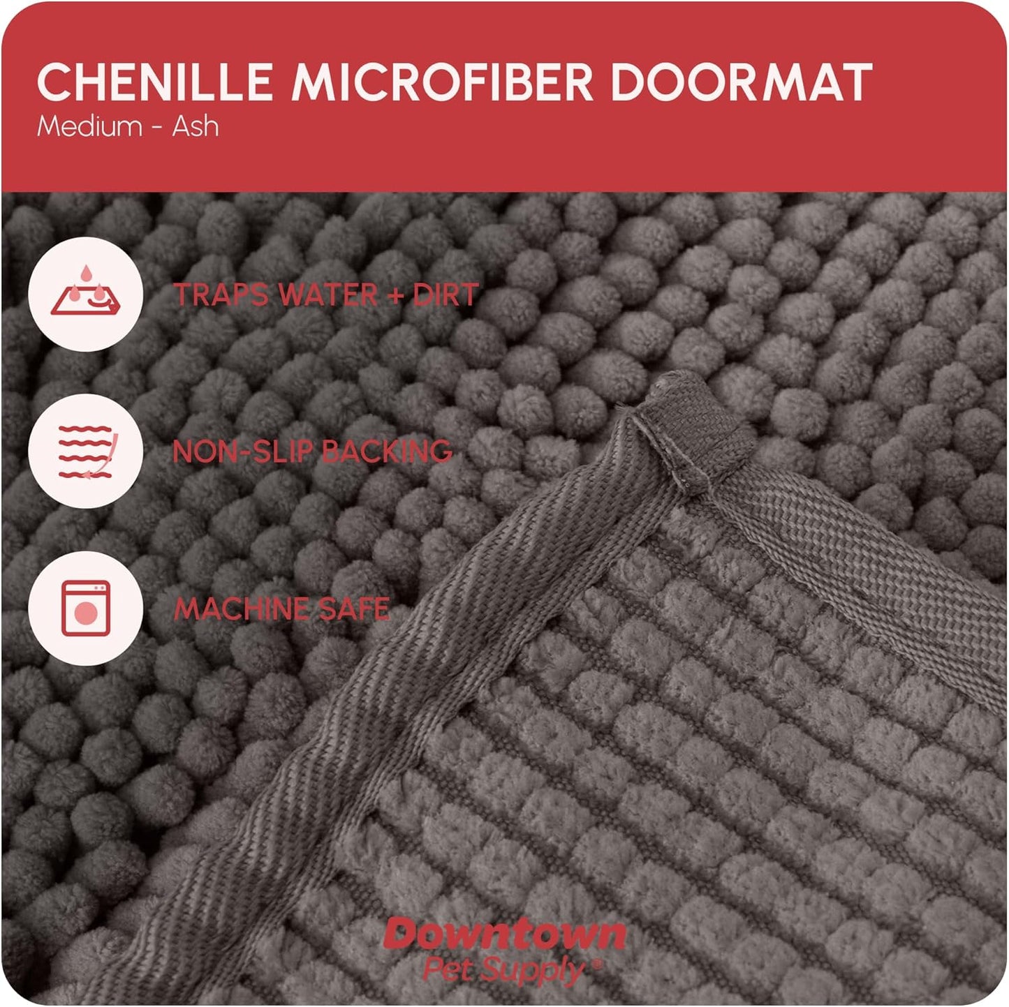 My Doggy Place Microfiber Dog Mat for Muddy Paws, 31" x 20" Ash - Absorbent and Quick-Drying Dog Paw Cleaning Mat, Washer and Dryer Safe - Non-Slip Rubber Backed Dog Floor Mat, Medium