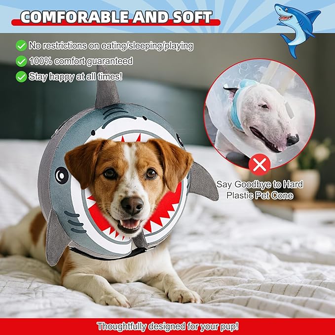 KOOLTAIL Dog Cone Collar Alternative After Surgery, Soft Inflatable Dog Neck Cone for Medium Large Dogs, Adjustable Pet Donut Recovery E Collar with Enhanced Anti-Licking Does Not Impede Vision M