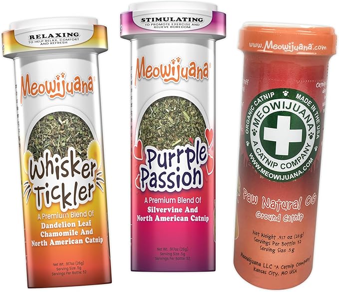 Meowijuana Purrple Passion Cat Nip - Premium Organic Blend of Catnip for Cats & Silvervine, Stimulates Playful Behavior, 26g, Natural Wellness Gift for Cat Lovers