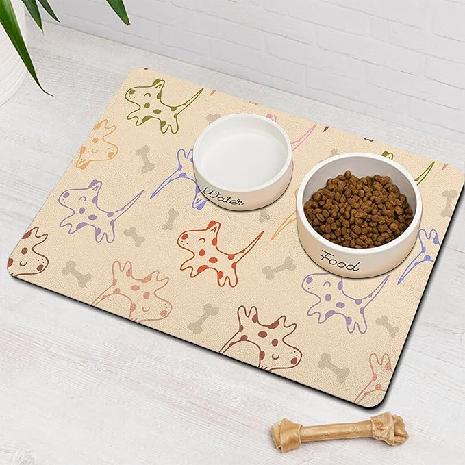 Pet Feeding Mat for Floors Waterproof Dog Mat for Food and Water Absorbent Quick Dry Non Slip mat for Cat Bowls
