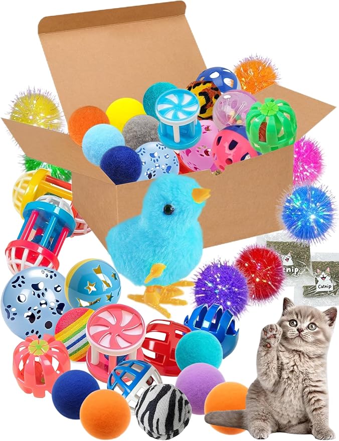 43-Pack Cat Toy Bundle for Kittens and Adult Cats, Long-Lasting Fun (1.5'' - 3.74'', Cat Toys Ultimate Pack)