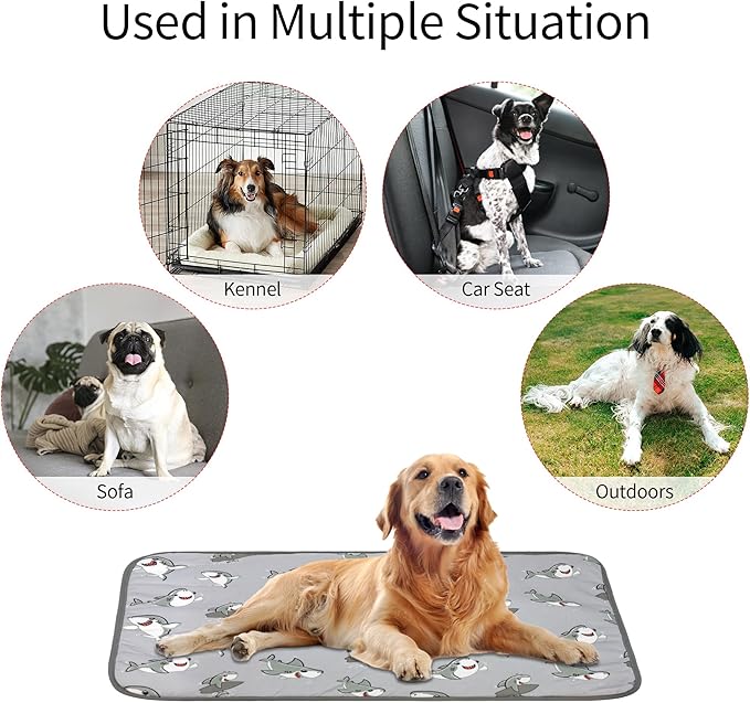 NACOCO Summer Pet Cooling Mat - Cat Dog Cushion Pad Sleeping Cool Sharks Comfortable Soft for Pets Kids and Adults (Grey Shark, L)