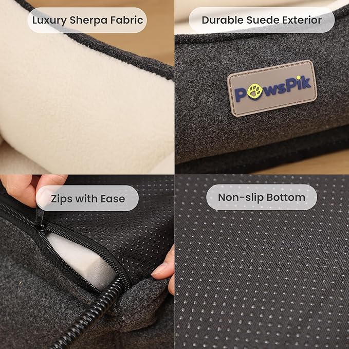 Heated Cat Bed, Heated Dog Bed for Pets Indoor, Electric Pet Bed Warmer for Cats and Dogs (Charcoal and Ivory)