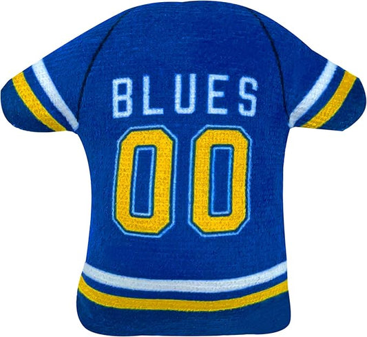 Best Plush CAT Toy NHL ST Louis Blues Complete Set of 3 Piece Cat Toys Filled with Fresh Catnip. Includes: 1 Jersey Cat Toy, 1 Hockey Puck Cat Toy with Feathers & 1#1 Fan Cat Toy. Beautiful Team Logo