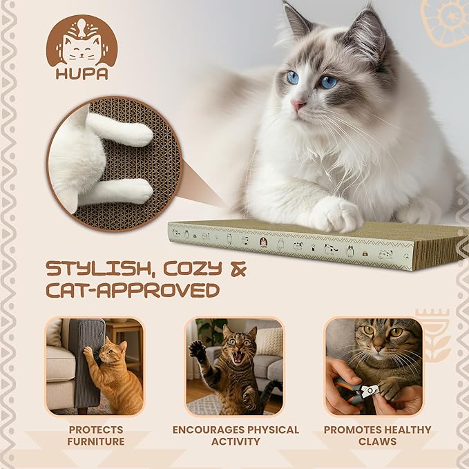 5 PCS Cat Scratching Boards | Reversible Cardboard Cat Scratcher with Catnip | Corrugated Cardboard cat Scratcher | Indoor Cat Scratch Pad | Durable Cat Scratcher Box | 16.34" L x 11.42" W x 5.51" H