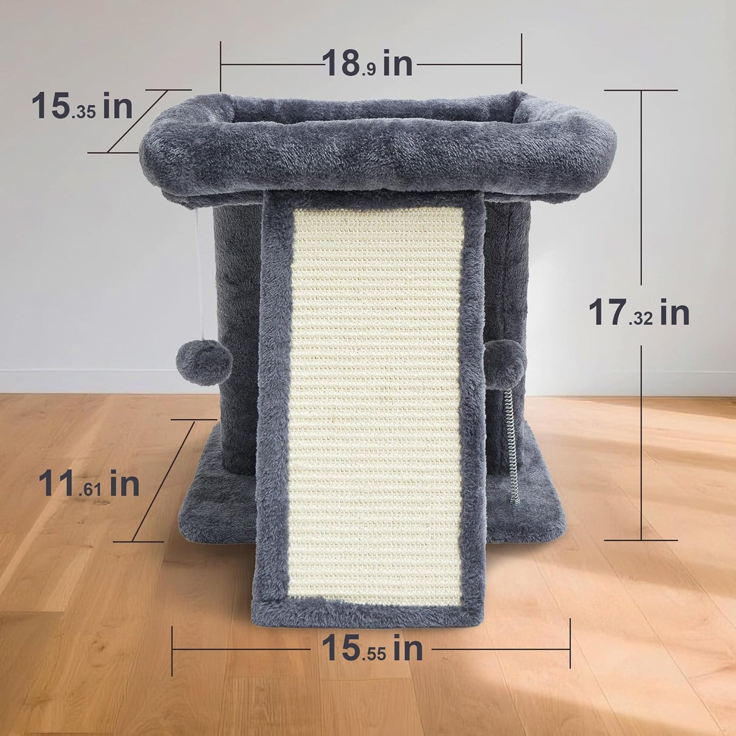 17.7-inch Small Cat Tree Tower with Scratching Post for Indoor Cats,Grey