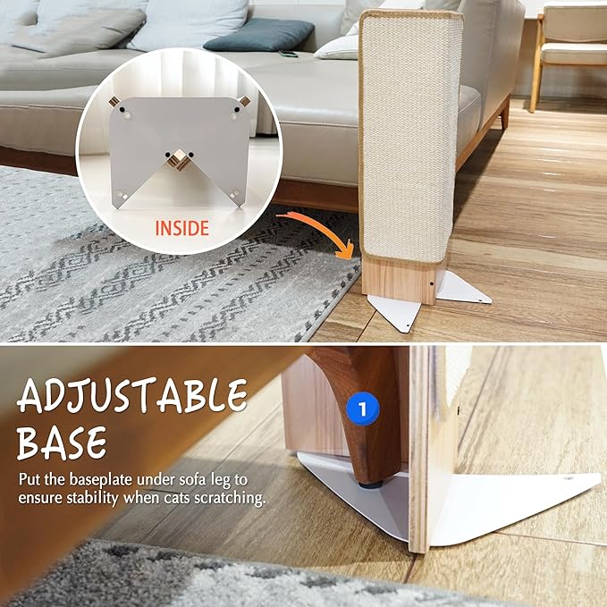 PETKARAY Couch Corner Cat Scratcher, 28" Corner Scratching Post Wall Scratcher, Sisal Furniture Protector for Sofa with Reversible Base, Large