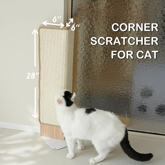 Cat Scratcher, Sisal Corner Scratching Pad, 28 Inch Cat Scratcher Natural Sisal Furniture Protector with Catnip