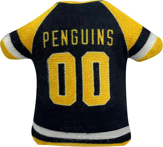 Best Plush CAT Toy NHL Pittsburgh Penguins Complete Set of 3 Piece Cat Toys Filled with Fresh Catnip. Includes: 1 Jersey Cat Toy, 1 Hockey Puck Cat Toy with Feathers & 1#1 Fan Cat Toy. with Team Logo