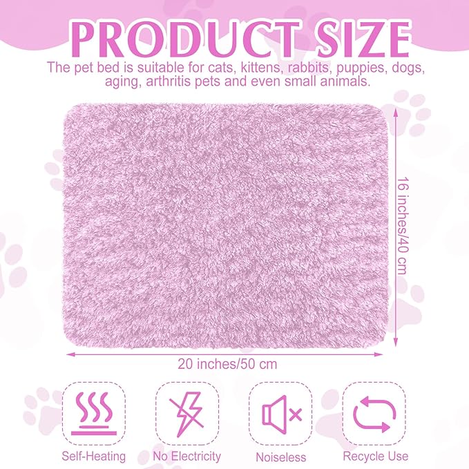 4 Pack Self Warming Cat Bed Indoor Self Heating Dog Cat Pad Washable Thermal Pet Kennel Pad Crate Bed Mat Reflect Body Heat for Outdoor(Pink,16 x 20 Inch)