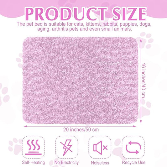 4 Pack Self Warming Cat Bed Indoor Self Heating Dog Cat Pad Washable Thermal Pet Kennel Pad Crate Bed Mat Reflect Body Heat for Outdoor(Pink,16 x 20 Inch)