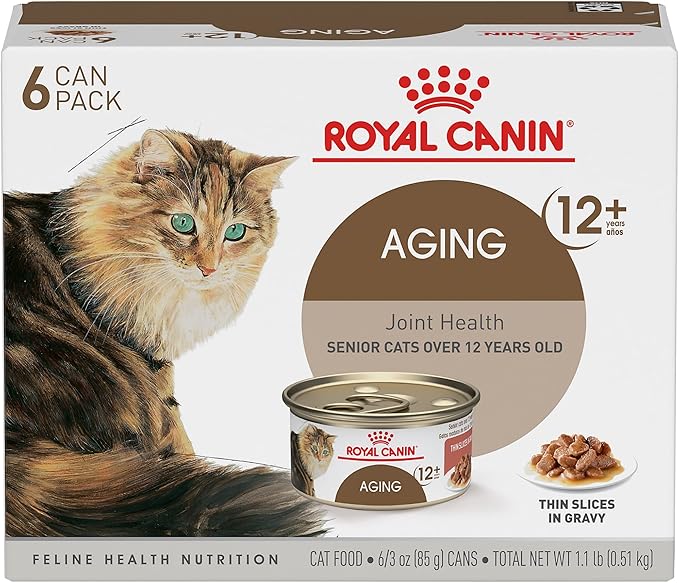 Royal Canin Aging 12+ Thin Slices in Gravy Canned Cat Food, 3 Oz Can (6-Pack)