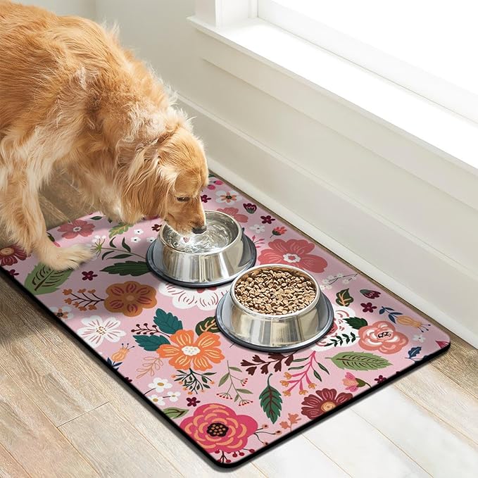 Dog Food Mats for Floors, Absorbent Dog Bowl Mat for Food and Water Dispenser Mat, Quick Dry Cat Food Mat Pet Supplies