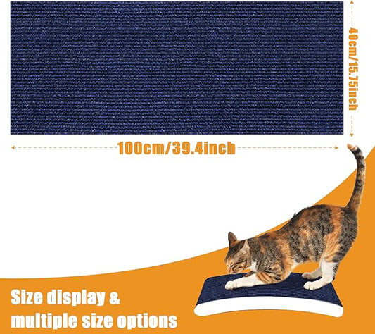cat Scratching mat Self-Adhesive, Trimmable Furniture Protector for Couch, Sofa, Wall & Cat Trees - Durable Scratch Pad with Nano Tape, DIY Climbing Carpet for Indoor Cats(Dark Blue, 39.3"x15.8")