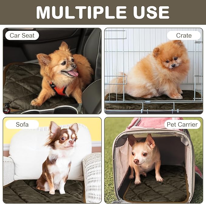 2 Pack Self Heating Cat Mat Self Warming Pet Pads Washable Kennel Mat Dog Crate Pad Reflects Body Heat Non Skid Cat Thermal Pads for Puppy Indoor Outdoor(Brown,16 x 20 Inches)