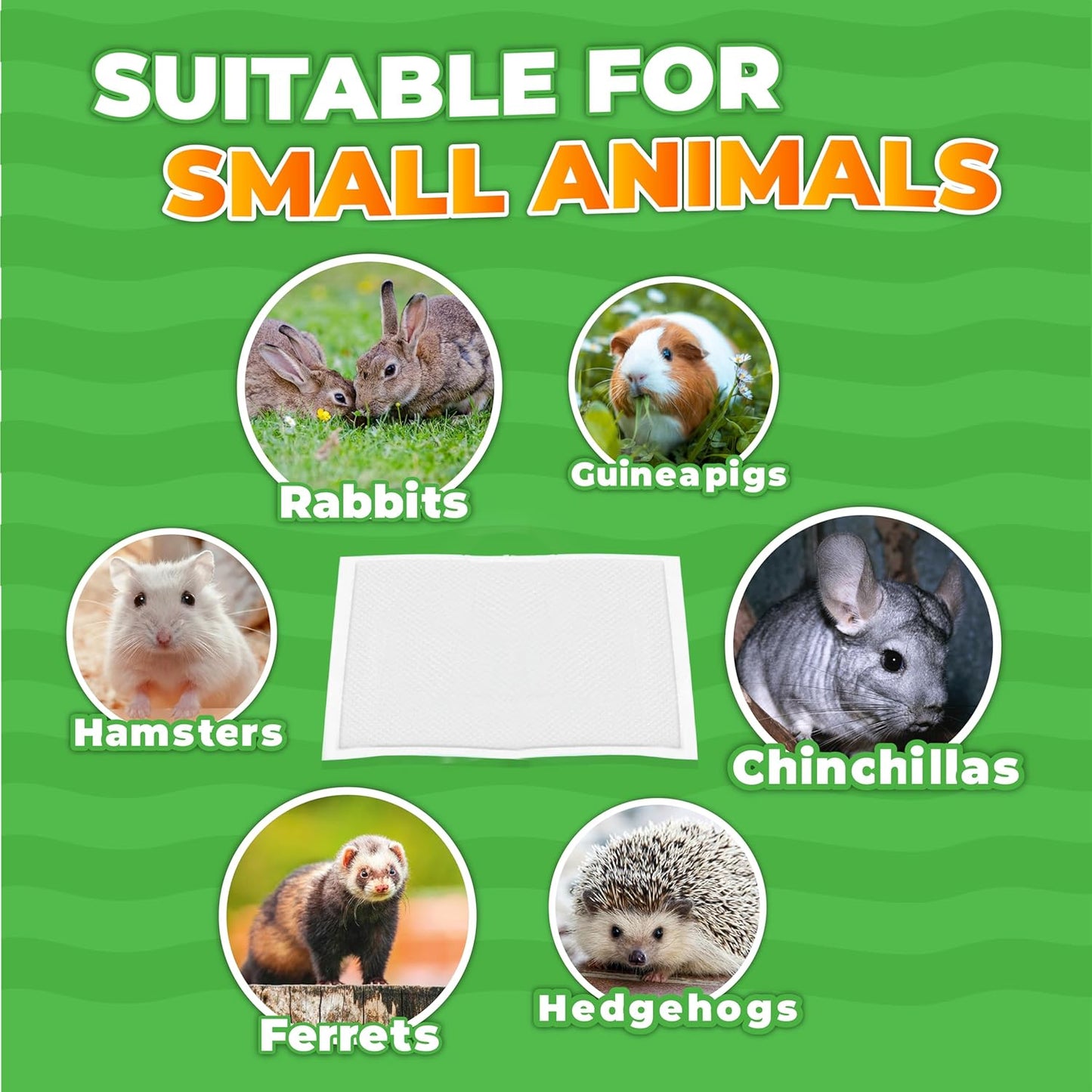 14"" X 18"" Disposable Guinea Pig Cage Liners 50 PCS, Rabbit, Hedgehog, Hamster, Chinchilla, Cat, Reptile and Other Small Animals