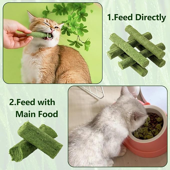 HavenJanny 100g/3.52oz Cat Grass Teething Stick for Cat, Cat Grass Stick Canned for Indoor Cats, Cat Grass Treats Hairball Relief and Teeth Cleaning