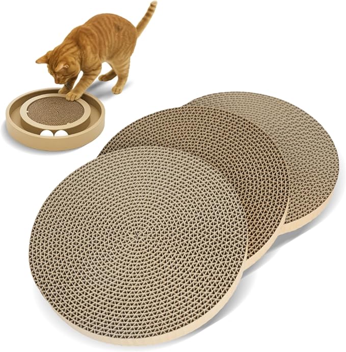 Best Pet Supplies Cat Scratcher Replacement Pads - Cardboard Cat Scratcher Pad, Relieves Stress, Supports Pet Behaviors, 3 Count