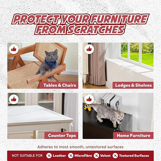 Panther Armor Frosted Matte Cat Scratch Tape for Furniture, Couch Protector, Single Side Sticky Tape for Pets to Stop Scratching, 4 in x 10ft, No Pins Required, Corner Protection