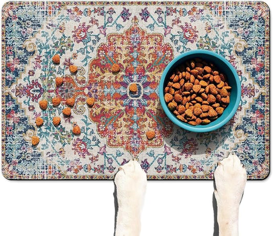 Pet Feeding Mat for Floors Waterproof Dog Mat for Food and Water Absorbent Quick Dry Non Slip mat for Cat Bowls