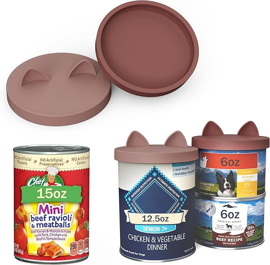OHMO 2 Pack Pet Food Can Lids, (12.5-14oz) BPA Free Silicone Covers for Cat and Dog Food Cans, Mars&Coral