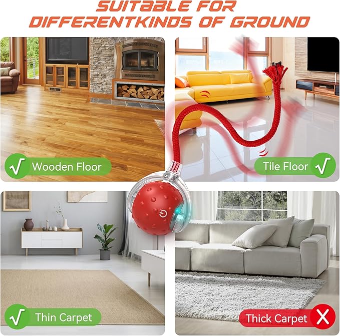 IOKHEIRA Interactive Cat Toys Ball, Motion Activate Electric Cat Toy, Automatic Pet Exercise Toys, Simulate Bird Calls, USB Rechargeable (Long Tail)