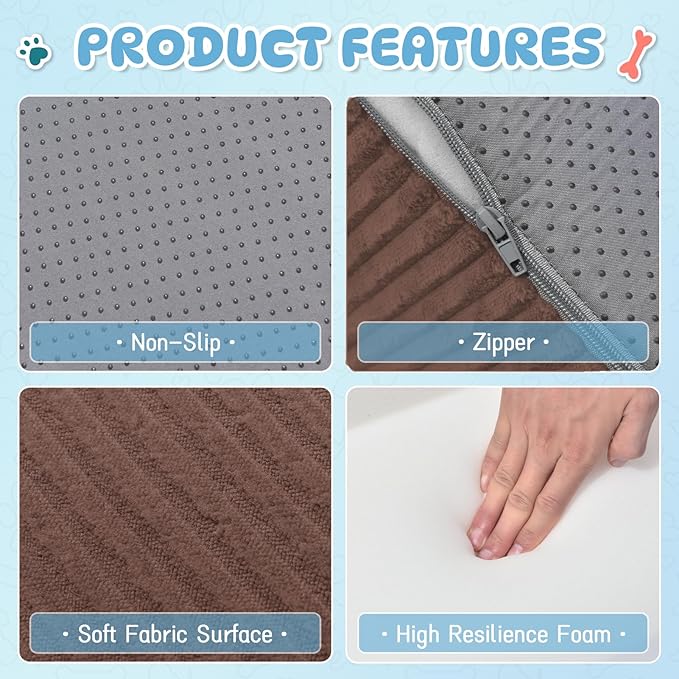 Dog Steps for Small Dogs, 3-Step Dog Ramp and Stairs for High Beds and Sofa, Non-Slip Pet Stairs for Small Dogs and Cats, Removable and Easy to Clean Pet Stairs, Coffee