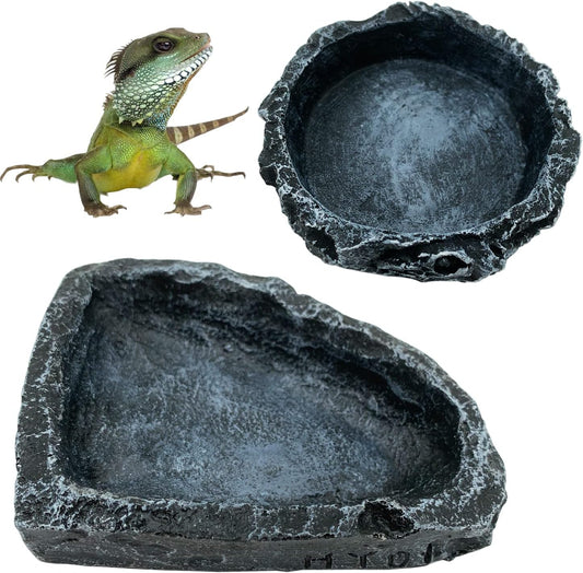2 Pack Reptile Feeding Dish Corner Bowl, Reptile Water Dish Food Bowl Feeding Terrarium Bowls for Bearded Dragon Lizard Frog Gecko Tortoise Hermit Crab