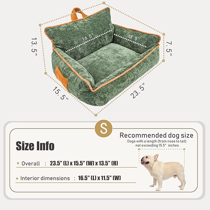 Orthopedic Dog Bed for Small Dogs - Washable Pet Bed with Removable Side Bolsters, Non-Slip Durable, Plush Cat Sofa for Comfort - Soft Supportive Small Dog Sofa (Dark Grey)