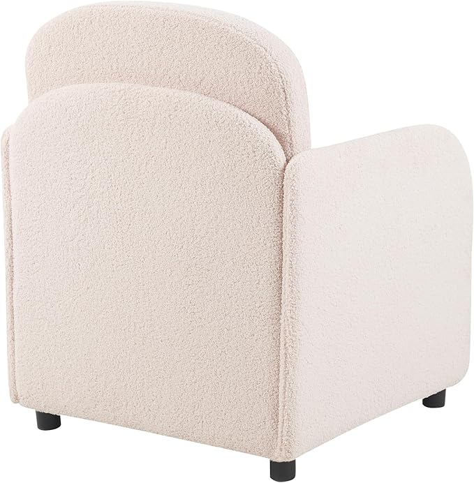 Merax 2 in 1 Pet Friendly Sherpa Upholstered Sofa Chair, Leisure Armchair, Fluffy Fabric with Lumbar Pillow for Living Room Bedroom Home and Office, Cream White