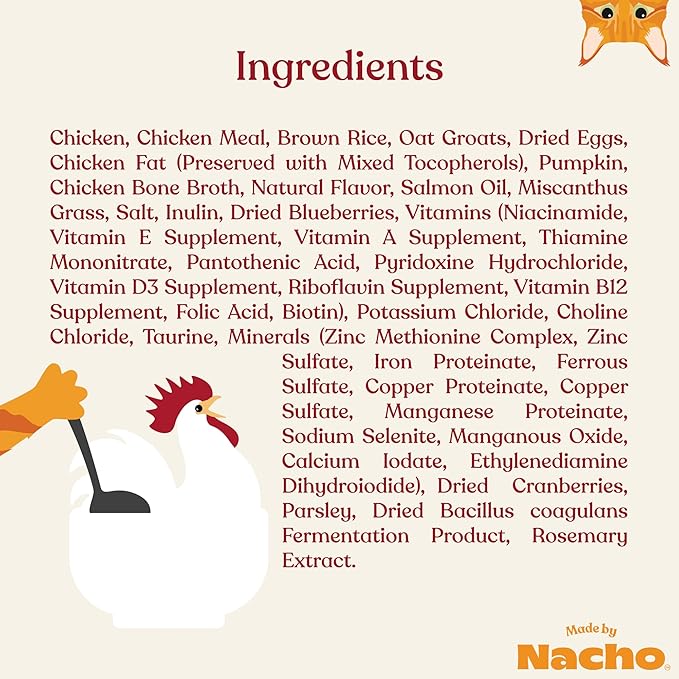 Made by Nacho Dry Cat Kibble 11lb Bag, High Protein and Grain-Friendly Premium Cat Food, Cage-Free Chicken & Pumpkin Recipe, Infused with Bone Broth for Hydration, Limited Ingredients, Single Bag