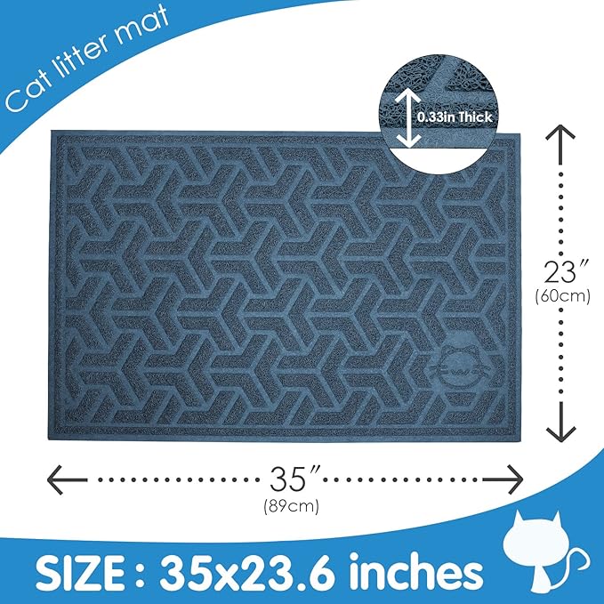 UPSKY Cat Litter Mat, Litter Trapping Mat Soft on Kitty Paws, Large Litter Box Mat 35" x 24" Scatter Control for Indoor Cats Waterproof and Extra Large Pretty Litters Carpet