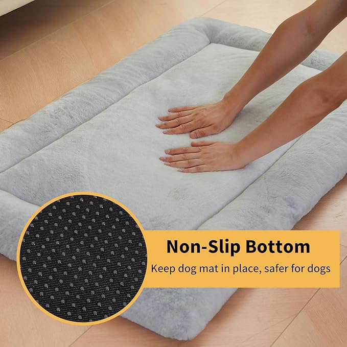 Dog Crate Pad Dog Bed Mat for XL Large Dogs Washable Pet Kennel Pad for 48 inch Cage Ultra Soft Flat Puppy Mattress Cat Cushion for Cozy Sleeping Anti-Slip (48" x 30", Grey)