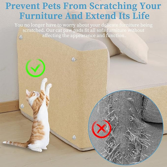 78.7"x15.8" Cat Scratching Mat - Trimmable Self Adhesive DIY Climbing Cat Scratcher Pad for Cat Tree Shelves and Post Cat Scratch Furniture Protector