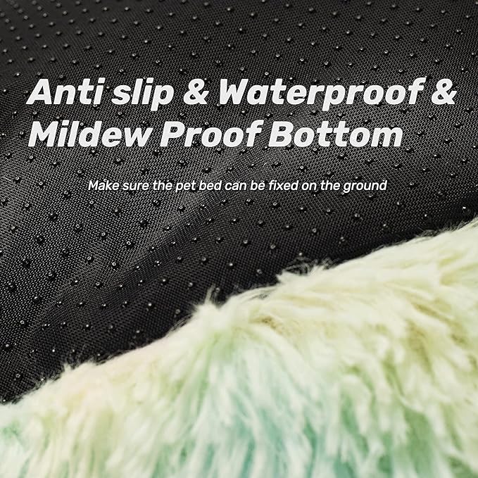 Anti Anxiety Round Fluffy Plush Faux Fur Warm Washable Dog Bed & Cat Bed, Original Bed for Small Medium Large Pets,Used to Relieve Joints and Improve Sleep（20"/24"/27''） (27", White)